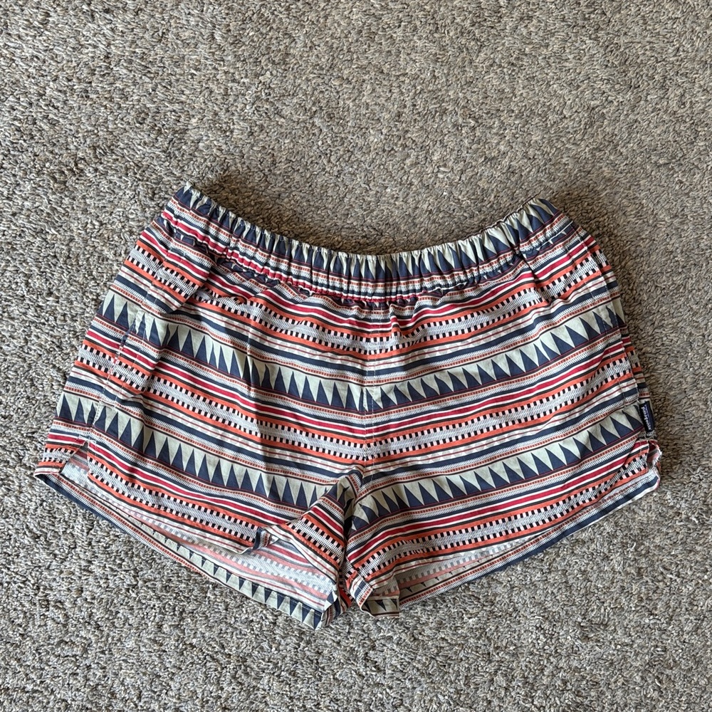 Patagonia Women's Barely Baggies Shorts Belay Stripe: Desert Sage size small